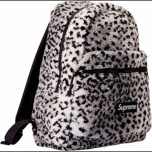 Supreme Leopard Fleece Backpack White